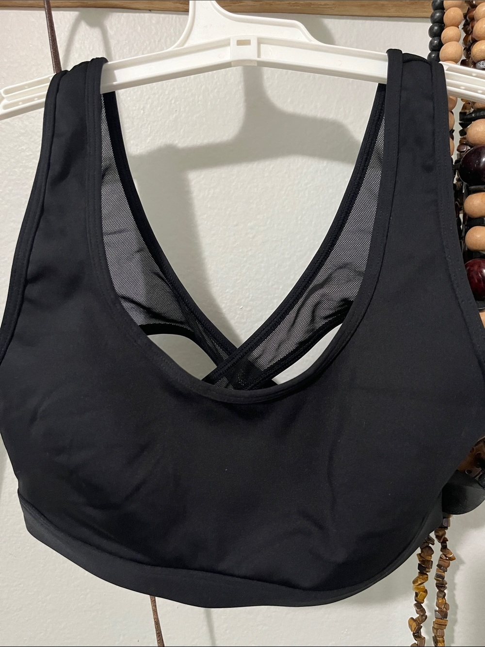 High-Impact Black Mesh-Back Sports Bra